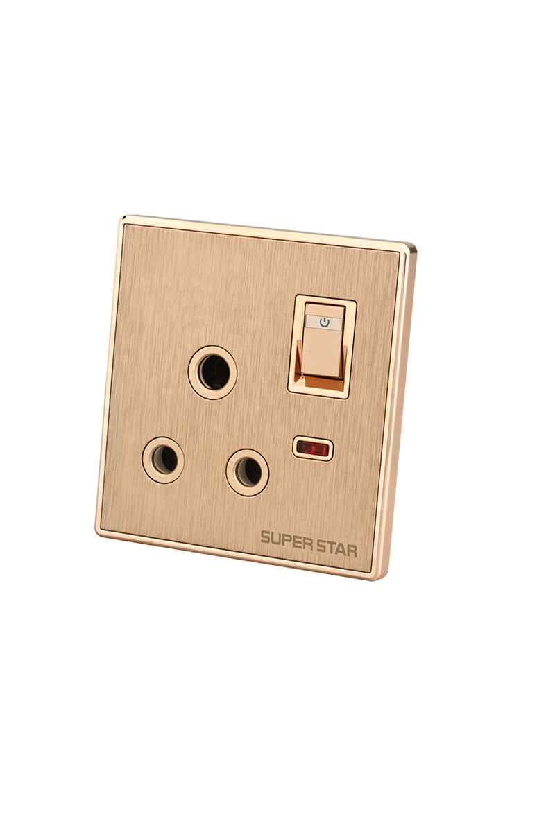 Glamour Three Pin Round Socket With Switch