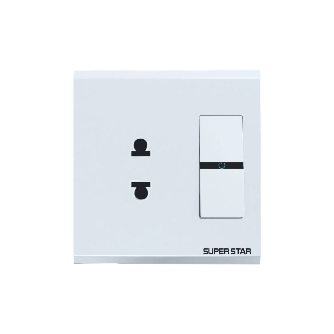SNOW WHITE 2-PIN SOCKET WITH SWITCH