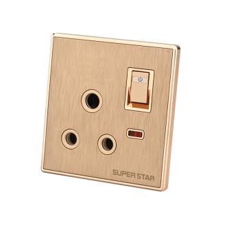 Glamour Three Pin Round Socket With Switch